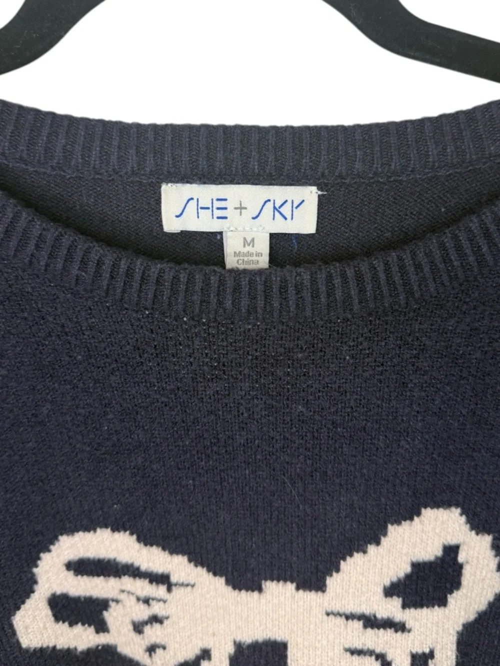 She + Sky Navy Bow Sweater - Picture 4 of 5